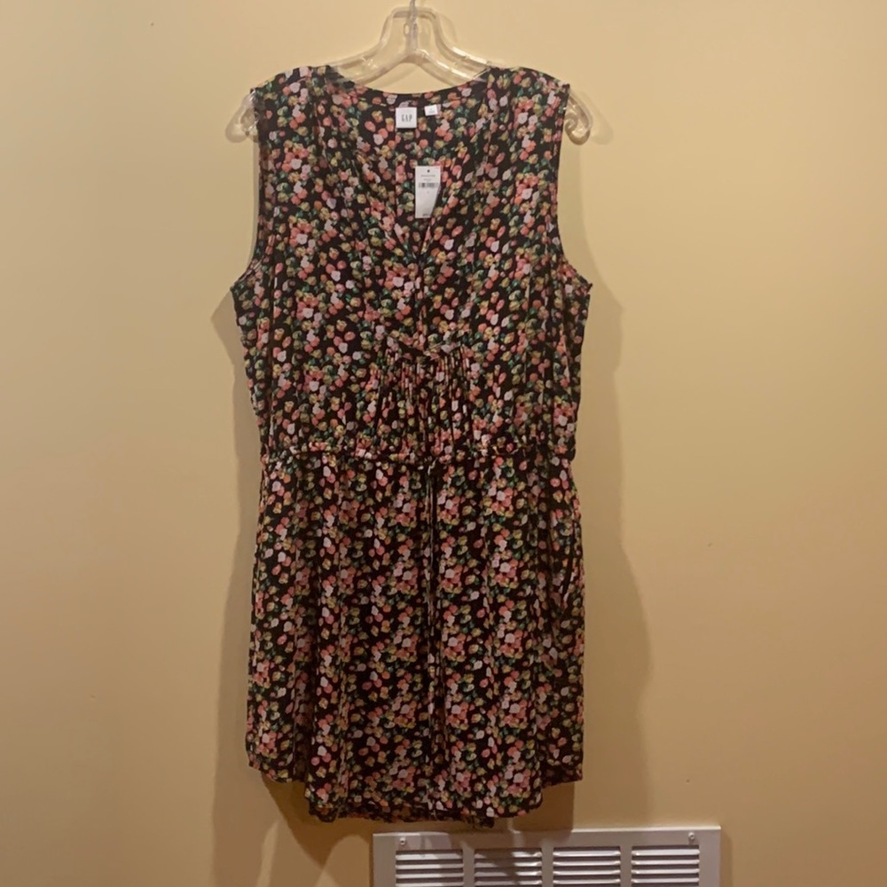 Gap bib shirtdress black floral dress